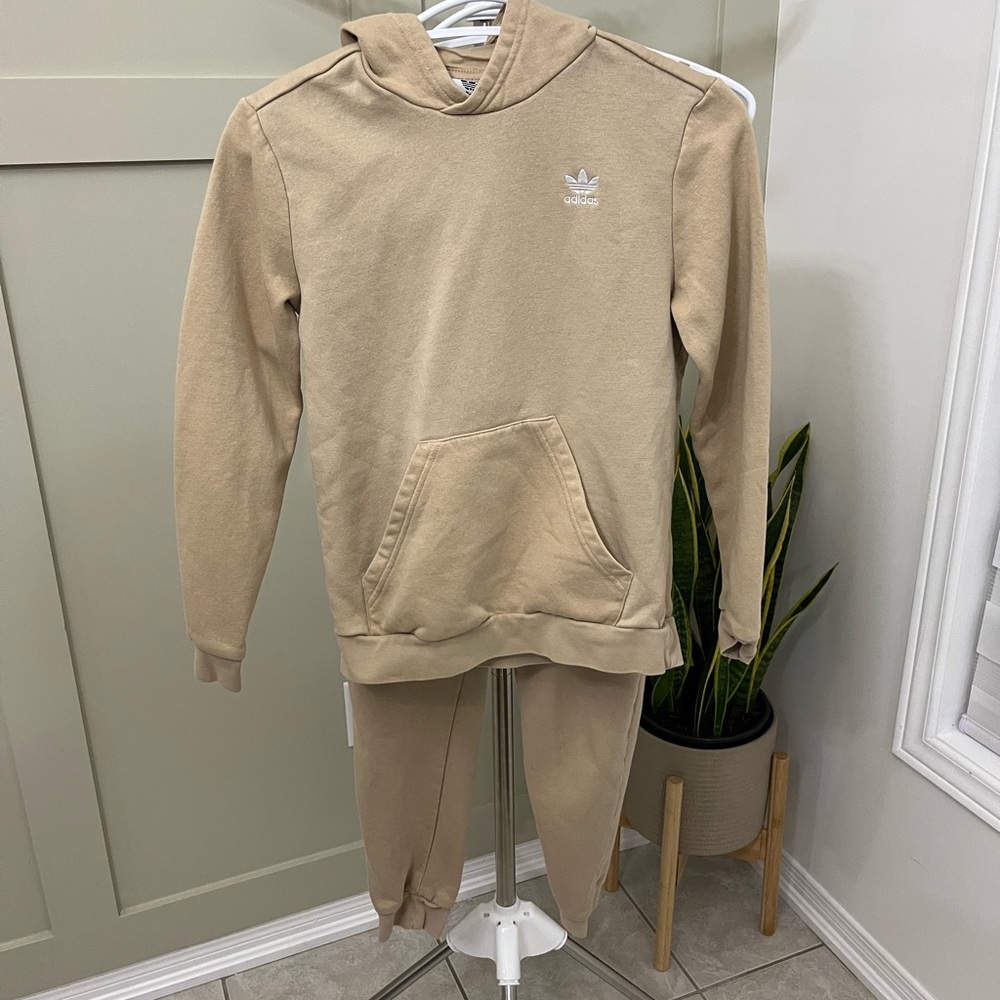 Adidas - Hoodie and Sweatpants Set, Tan, Size 11/12